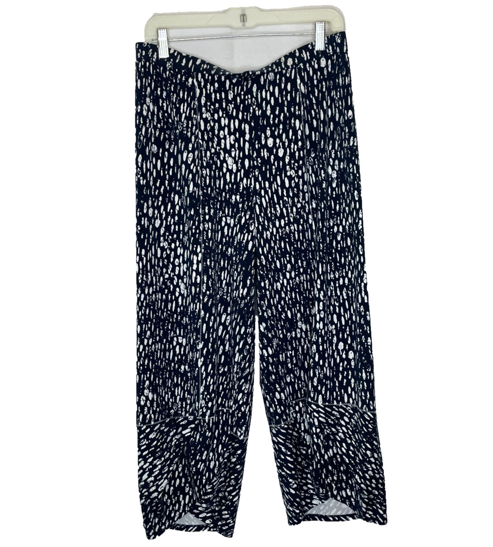 Women's Large Liv by Habitat White Dot Pattern Lagenlook Pull On Crop Pants